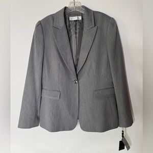 Tahari ASL Women’s Size 16 Gray Blazer Lined One Button Business Office Work New